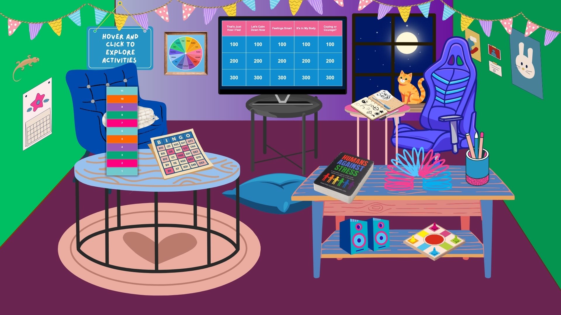 The therapy game room environment is a great tool for online therapy, especially for older kids and teens